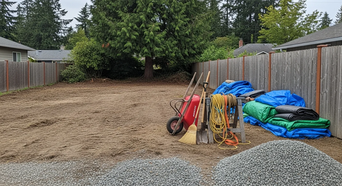 A cleanup crew removing debris and clearing a commercial property in Tukwila, Washington. Workers sort and haul materials from an interior space during a property turnover cleanout.